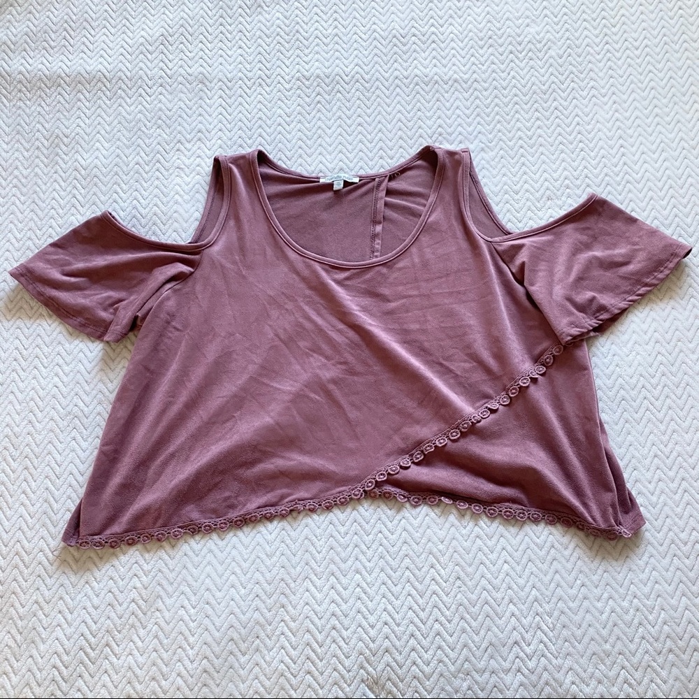 Charlotte Russe Purple Velvet Off Shoulder Top